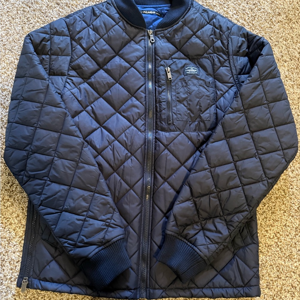 Pull&Bear Quilted Black Bomber Jacket